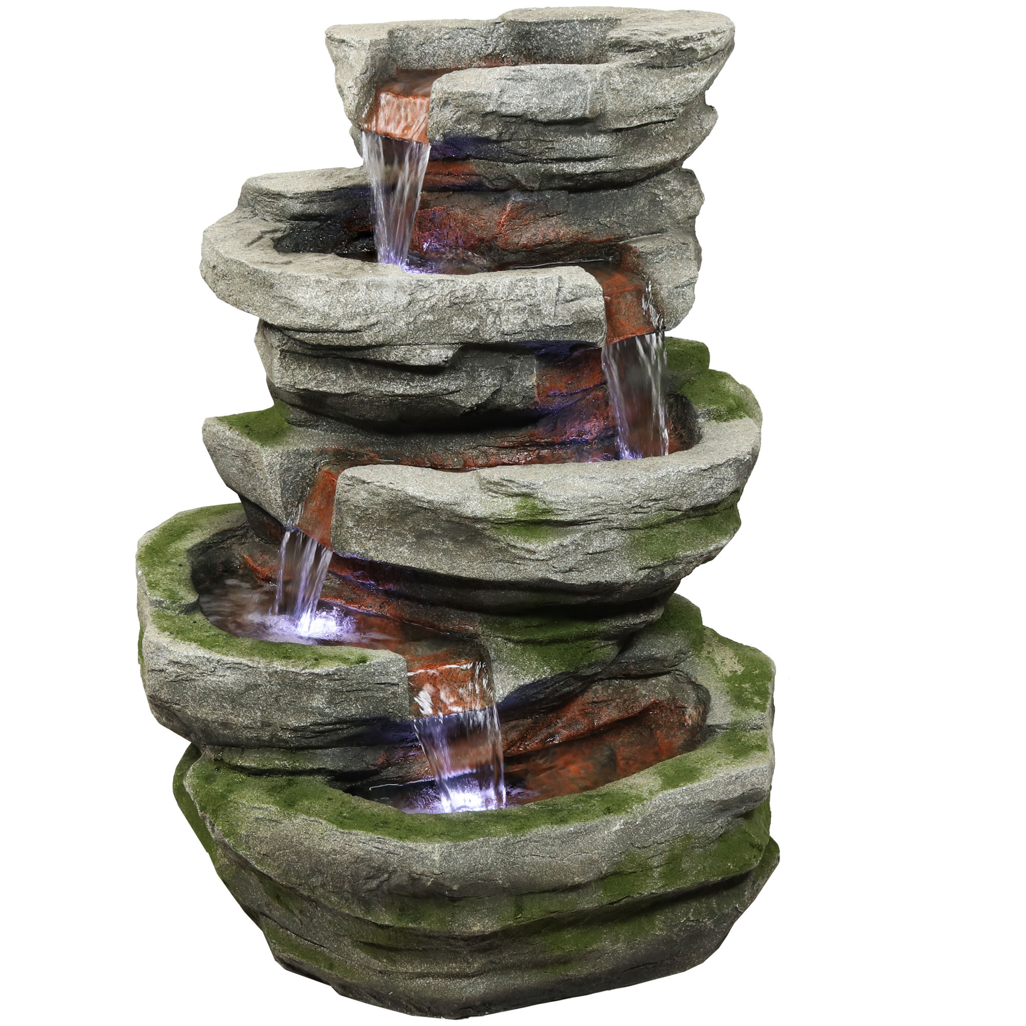 Sunnydaze Decor Lighted Cobblestone Waterfall Fountain, 31in., Polyresin, Fiberglass, Model# DW-34079